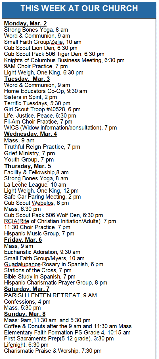 Our Church Week This week at our Church